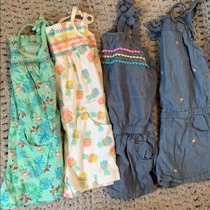 3T Romper lot toddler girls Denim and Tropical